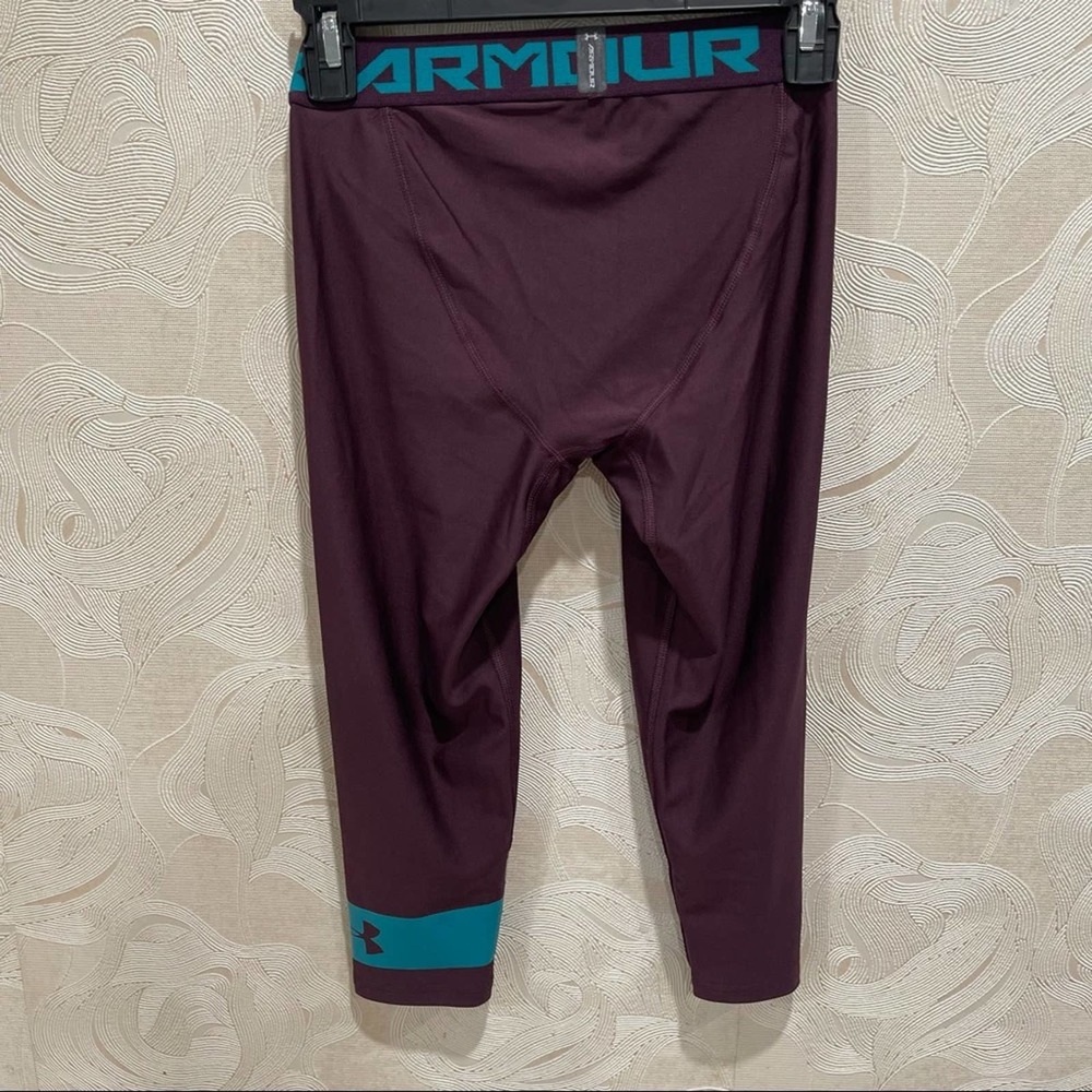 0357 NEW Under Armour Leggings Kinetic Purple Three-Quarter Leggings - Picture 8 of 12
